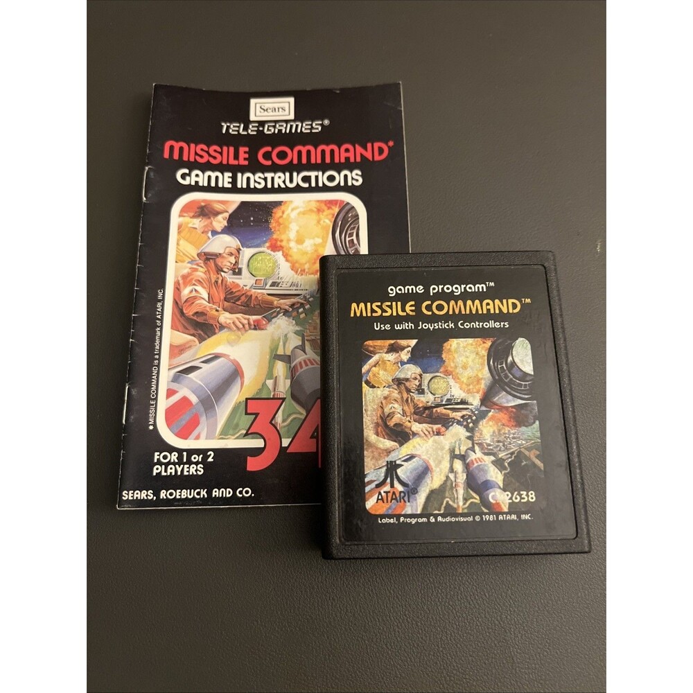 Missile Command (Atari 2600, 1981) CX2638 Cartridge with Manual